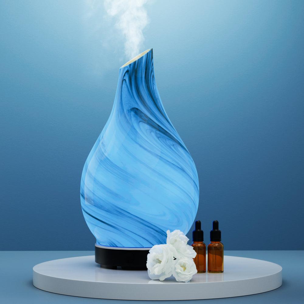 Devanti Aromatherapy Aroma Diffuser Essential Oil Humidifier LED Glass Marble - Mega Pet Store
