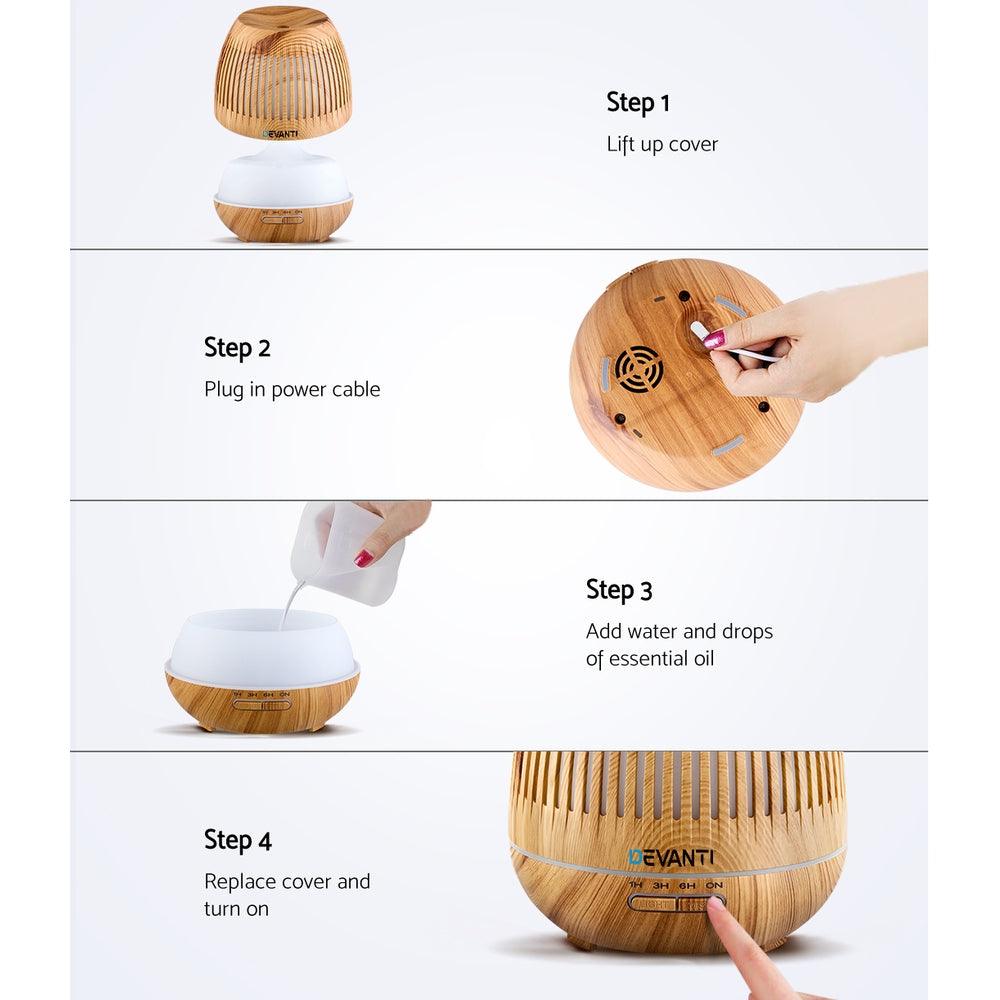 Devanti Aroma Diffuser Aromatherapy Humidifier 400ml - Mega Pet Store