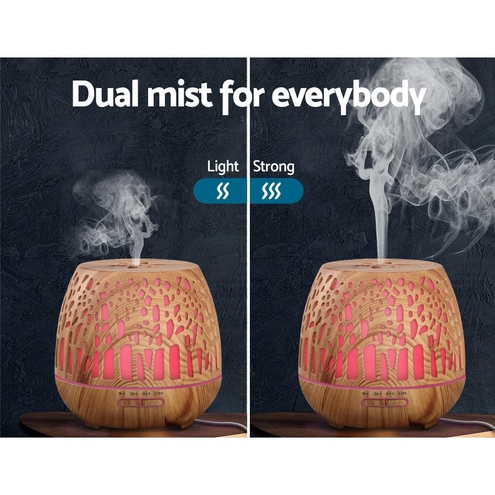 Devanti Aroma Diffuser Aromatherapy Wood Grain 400ml - Mega Pet Store