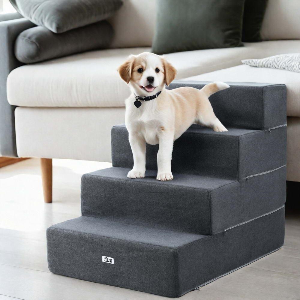 i.Pet Dog Ramp Foam Dog Cover Stairs Portable Cat Ladder For Sofa Bed 4 Steps - Mega Pet Store