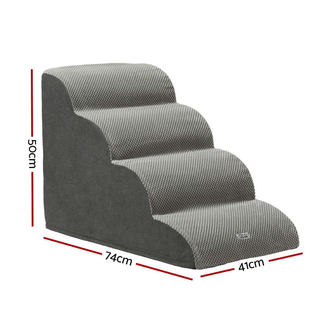 i.Pet Dog Ramp Steps Foam 4 Tier Pet Stairs For Bed Sofa Car Portable Indoor - Mega Pet Store