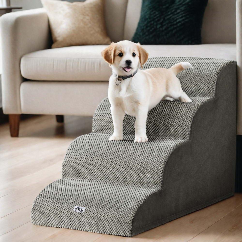 i.Pet Dog Ramp Steps Foam 4 Tier Pet Stairs For Bed Sofa Car Portable Indoor - Mega Pet Store