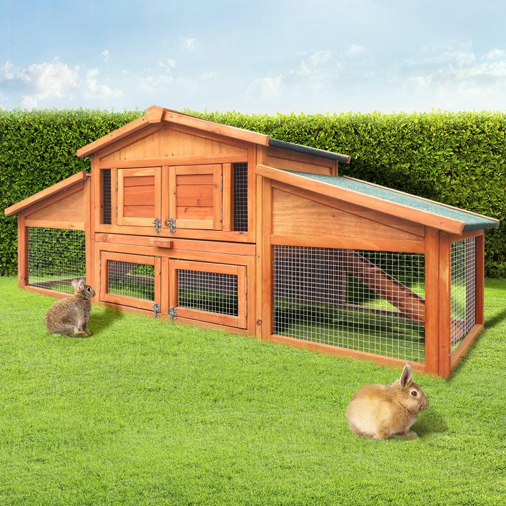 i.Pet Chicken Coop Rabbit Hutch 169cm x 52cm x 72cm Large House Outdoor Wooden Run Cage - Mega Pet Store