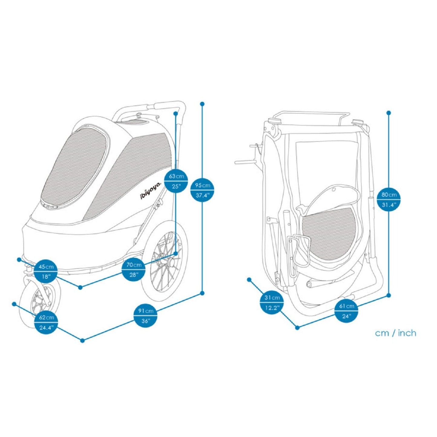 Ibiyaya Happy Pet Trailer / Jogger with Bicycle Attachment 2.0
