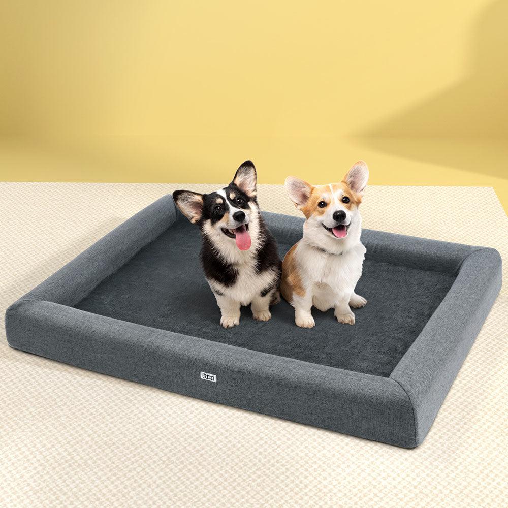 i.Pet Pet Bed Dog Cat Extra Large Calming Soft Sofa Cushion Egg Crate Washable Grey - Mega Pet Store