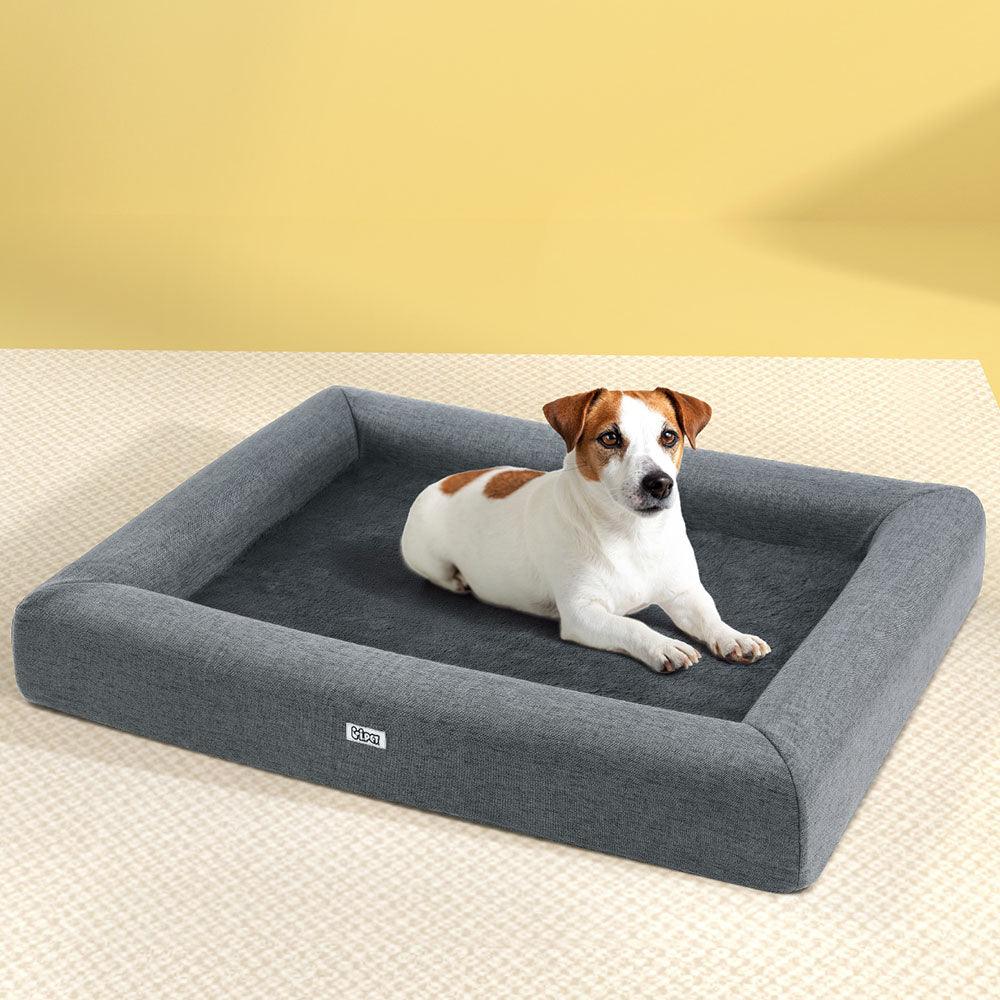 i.Pet Pet Bed Dog Cat Large Calming Soft Sofa Cushion Egg Crate Washable Grey - Mega Pet Store