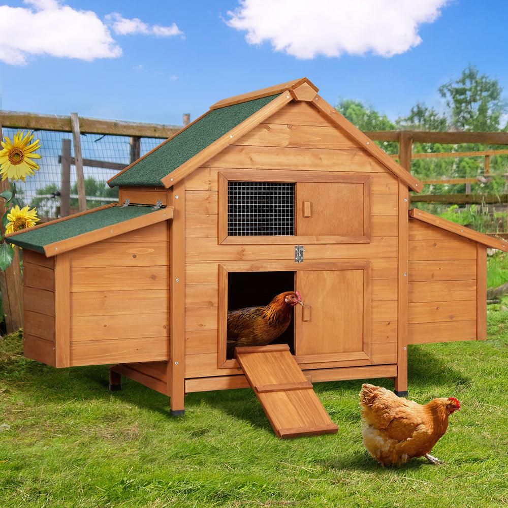 i.Pet Chicken Coop Rabbit Hutch 150cm x 68cm x 96cm Large House Run Cage Wooden Outdoor Pet Enclosure - Mega Pet Store