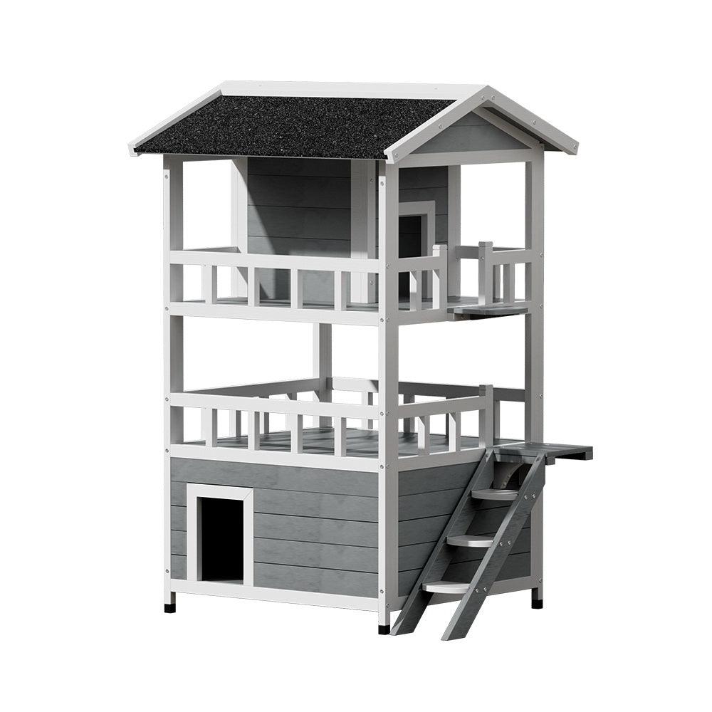 i.Pet Cat House Outdoor Shelter 72cm x 72cm x 127cm Rabbit Hutch Wooden Condo Small Dog Pet Houses Enclosure - Mega Pet Store