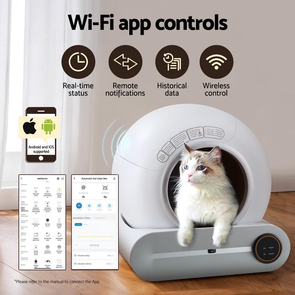 i.Pet Automatic Cat Litter Box Self-Cleaning Large Smart Toilet Tray App Control 9L - Mega Pet Store