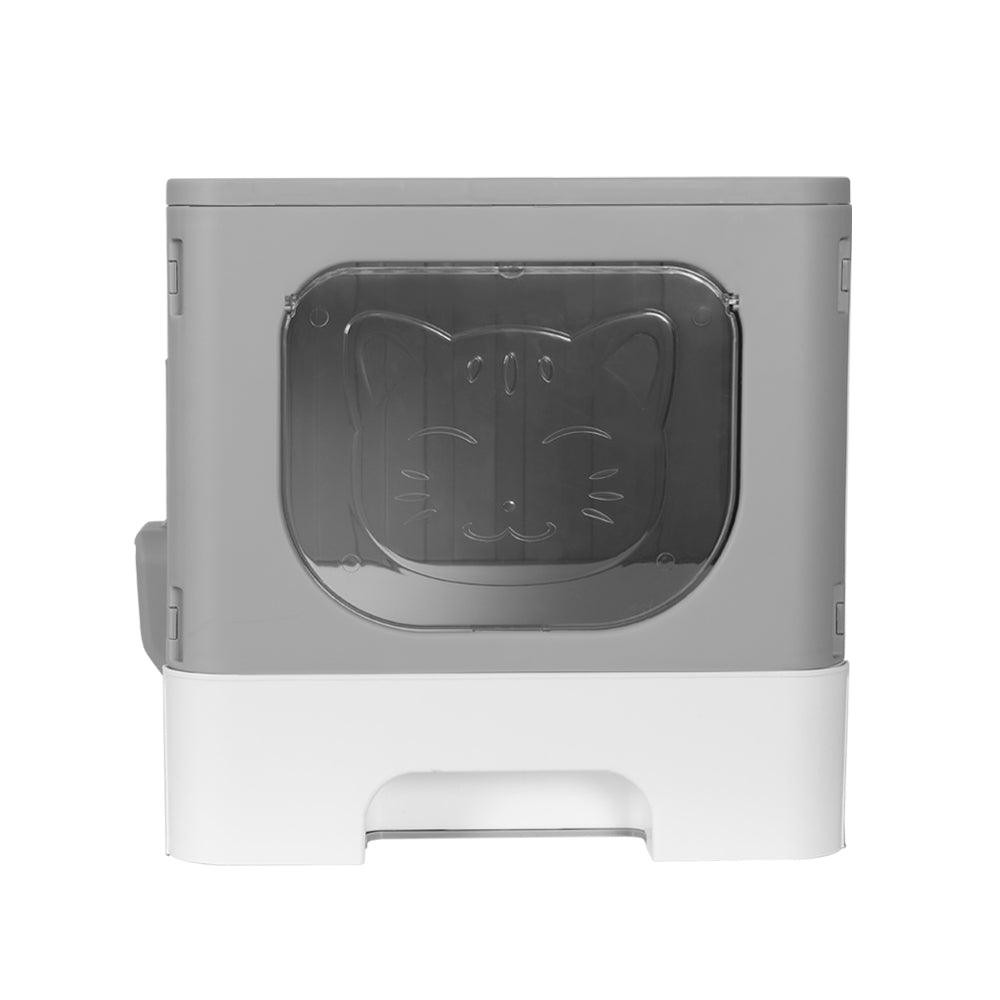 i.Pet Cat Litter Box Large Tray Kitty Toilet Enclosed Hooded Foldable Scoop Grey - Mega Pet Store