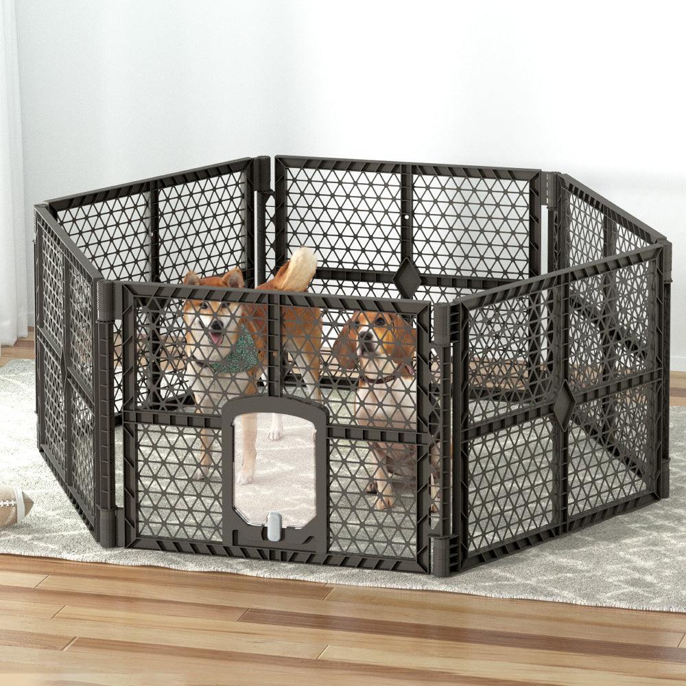 i.Pet Dog Playpen Enclosure 6 Panel Pet Fence Plastic Play Pen - Mega Pet Store