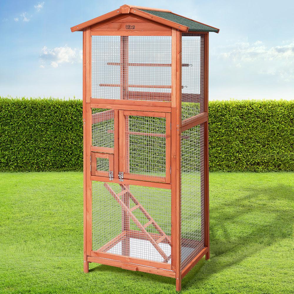 i.Pet Bird Cage 72cm x 60cm x 168cm Pet Cages Large Aviary Parrot Carrier Travel Canary Wooden XL - Mega Pet Store