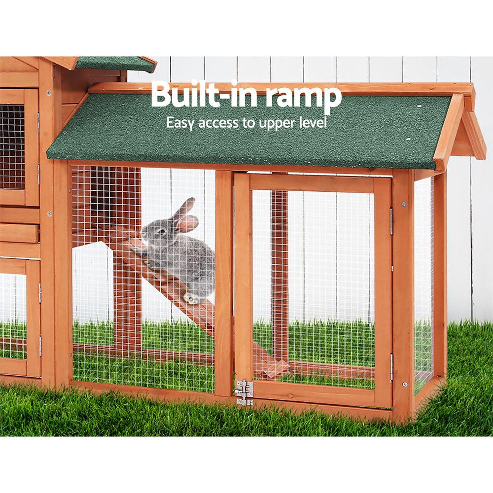 i.Pet Chicken Coop Rabbit Hutch 220cm x 44cm x 84cm Large Run Wooden Outdoor Bunny Cage House - Mega Pet Store