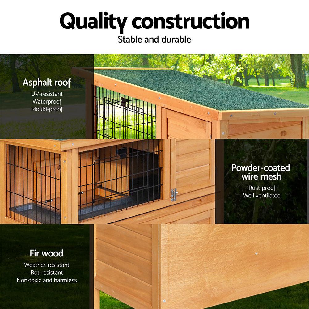 i.Pet Rabbit Hutch 91.5cm x 46cm x 116.5cm Chicken Coop Large House Cage Run Wooden Bunny Outdoor - Mega Pet Store