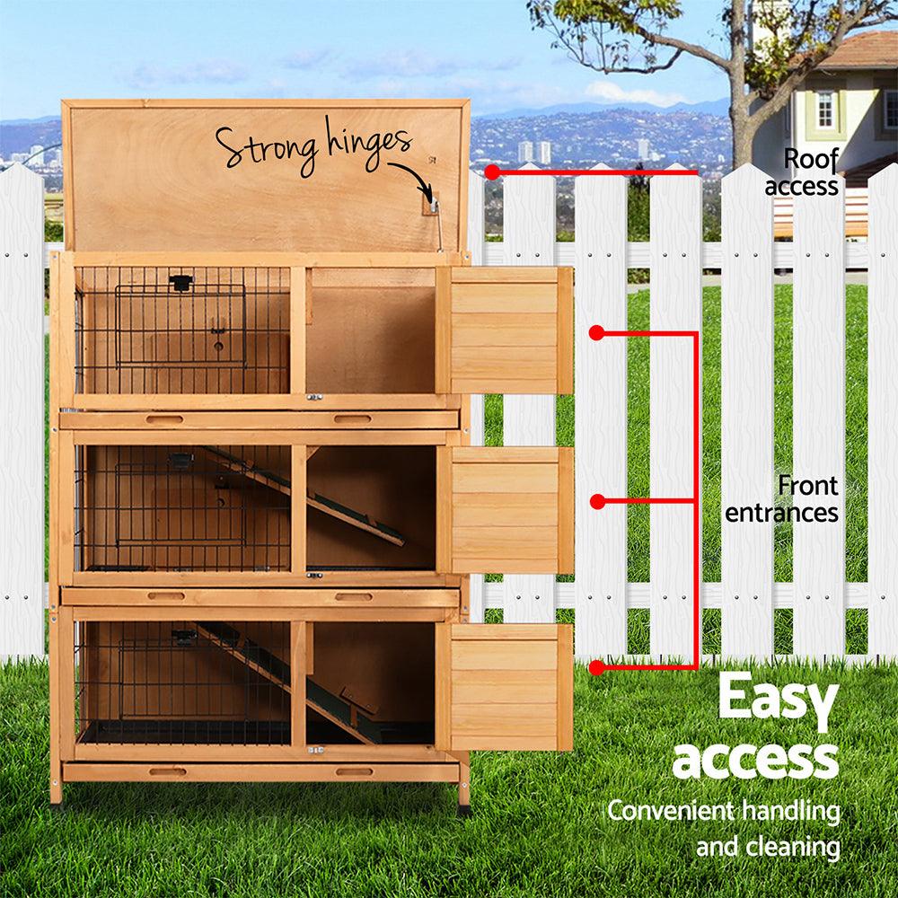 i.Pet Rabbit Hutch 91.5cm x 46cm x 116.5cm Chicken Coop Large House Cage Run Wooden Bunny Outdoor - Mega Pet Store