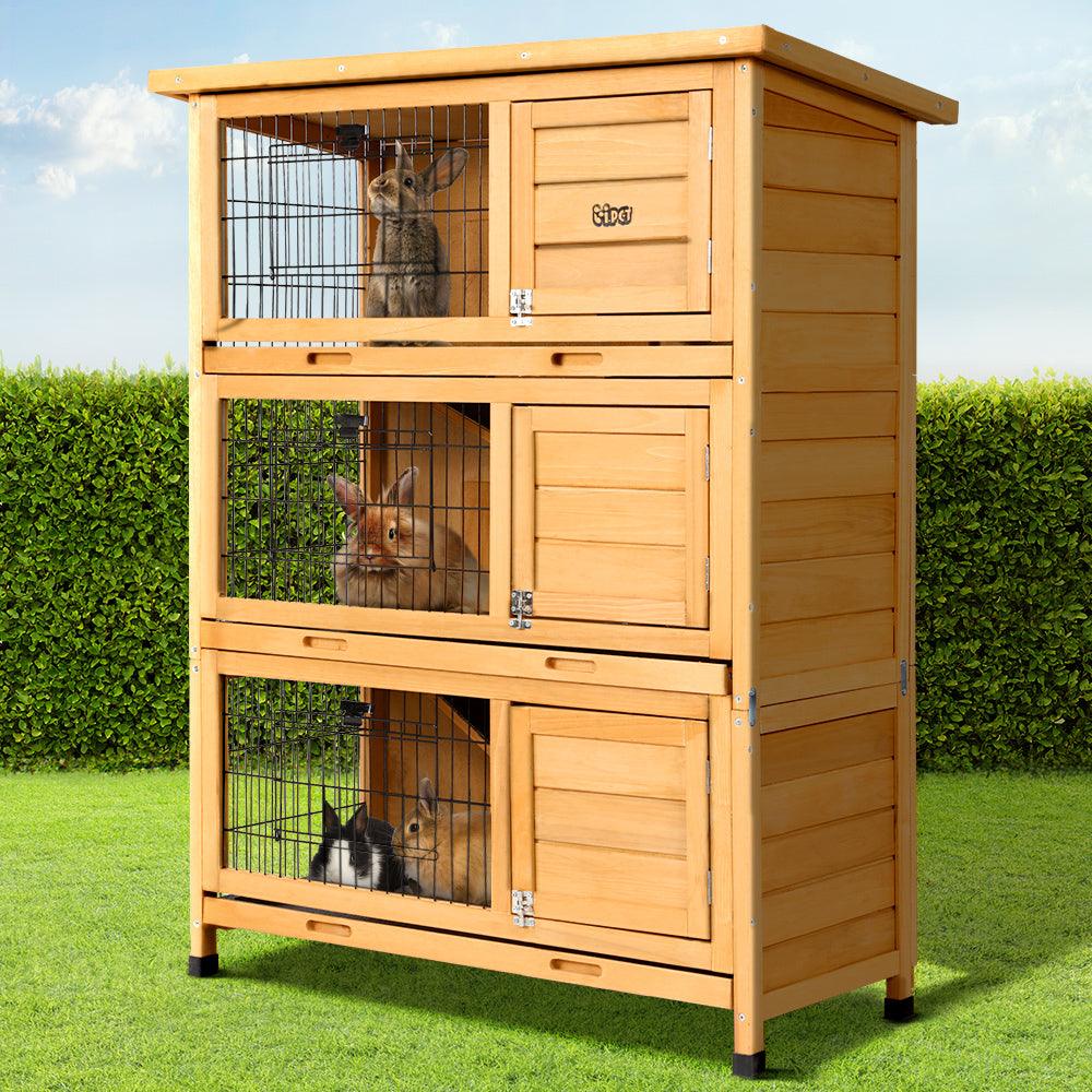 i.Pet Rabbit Hutch 91.5cm x 46cm x 116.5cm Chicken Coop Large House Cage Run Wooden Bunny Outdoor - Mega Pet Store