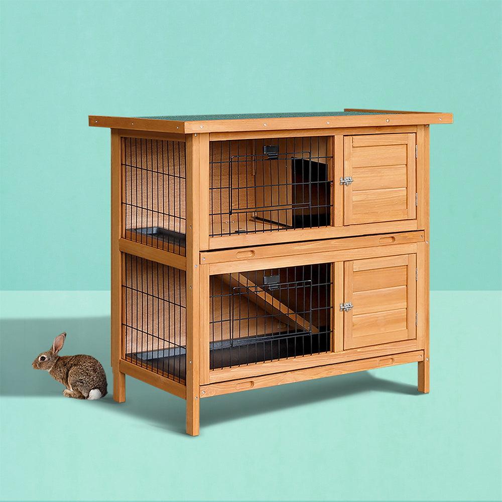 i.Pet Rabbit Hutch 91.5cm x 45cm x 82cm Chicken Coop Large Wooden House Run Cage Pet Bunny - Mega Pet Store