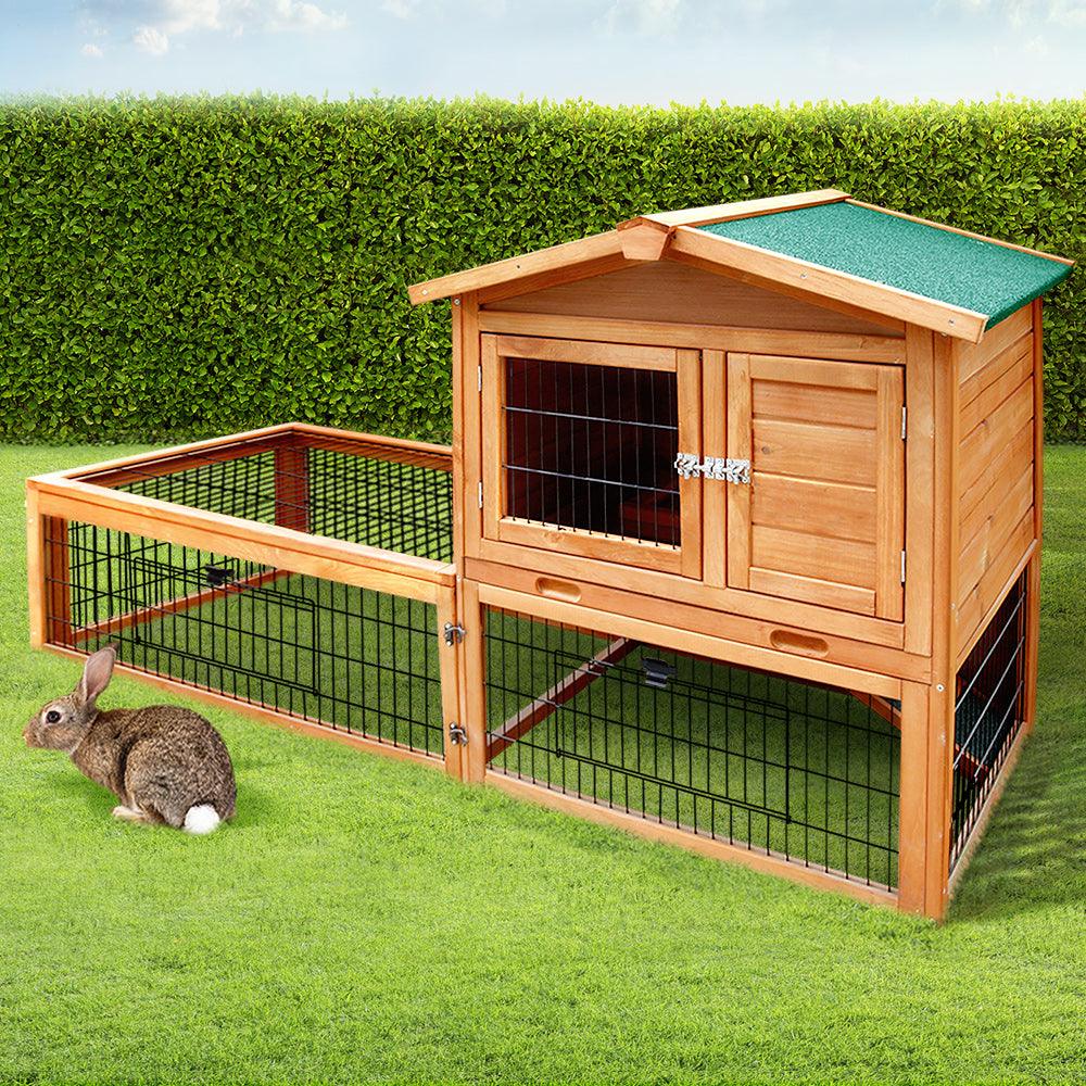 i.Pet Chicken Coop 155cm x 49cm x 90cm Rabbit Hutch Large Run Wooden Cage House Outdoor - Mega Pet Store