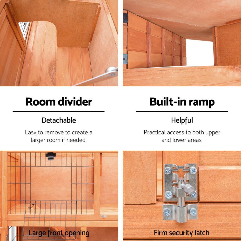 i.Pet Chicken Coop 88cm x 40cm x 76cm Rabbit Hutch Large House Run Wooden Cage Outdoor - Mega Pet Store