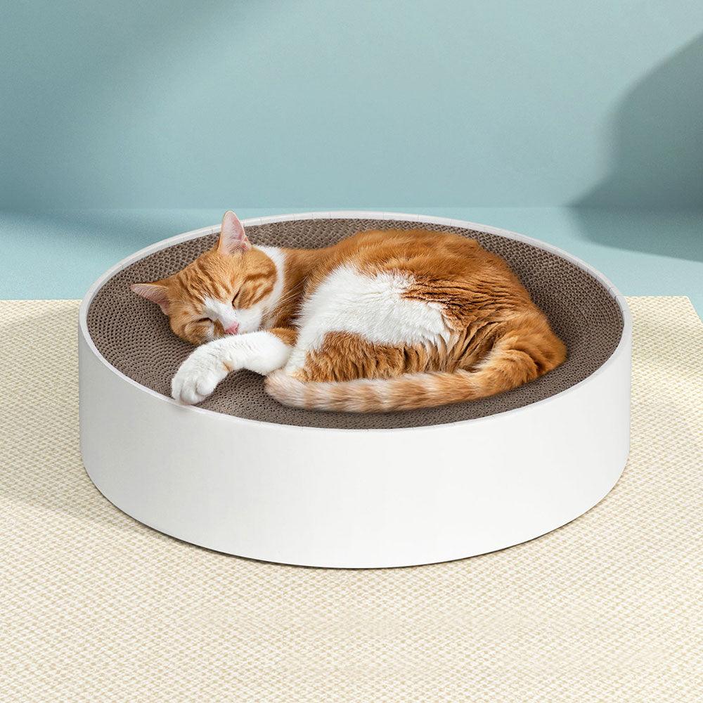 i.Pet Cat Scratching Board Scratcher Cardboard Kitten Indoor Round Bed Catnip - Mega Pet Store