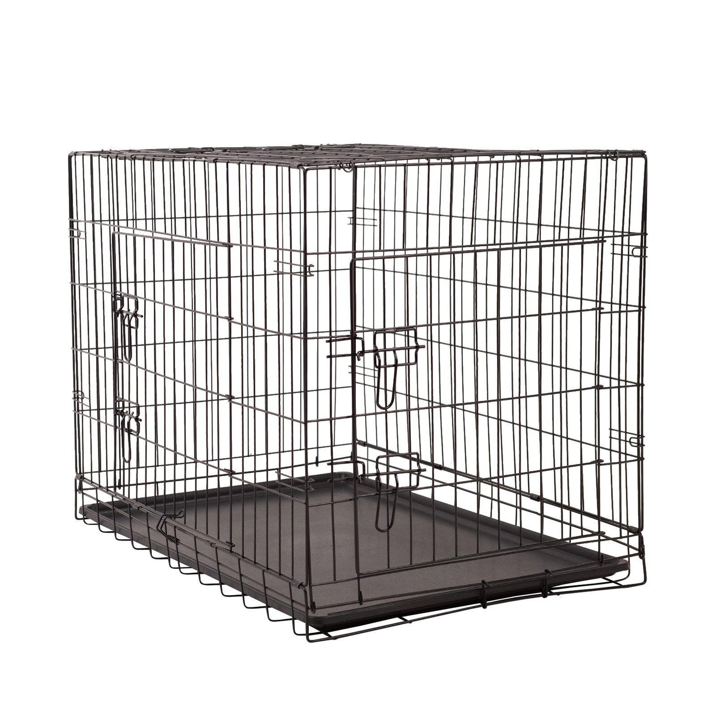 4Paws Dog Cage Pet Crate Cat Puppy Metal Cage ABS Tray Foldable Portable Black - 24" - Black - Mega Pet Store
