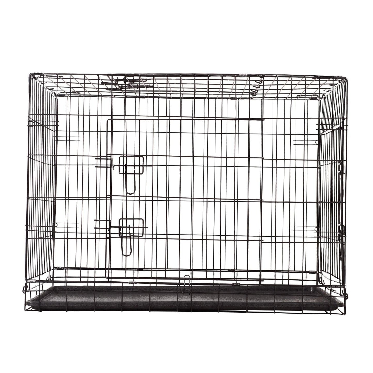 4Paws Dog Cage Pet Crate Cat Puppy Metal Cage ABS Tray Foldable Portable Black - 24" - Black - Mega Pet Store