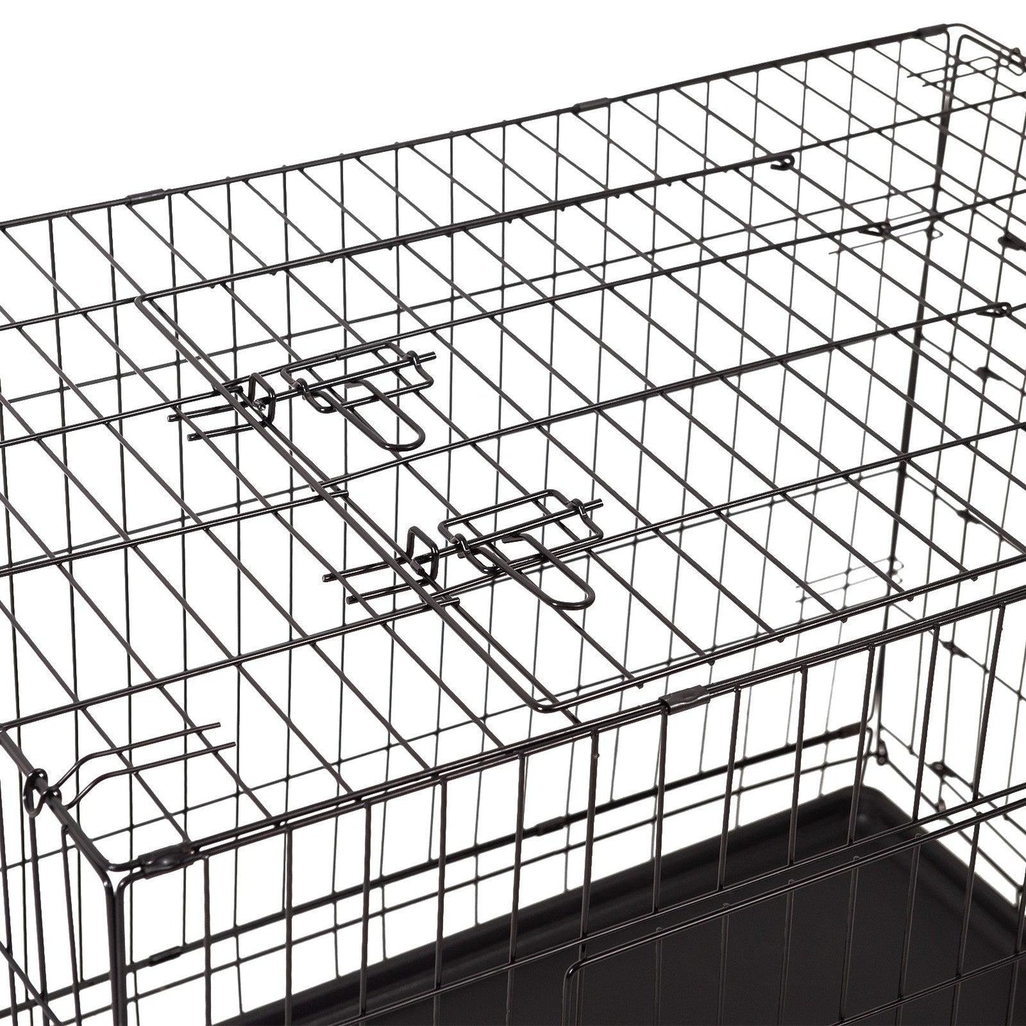 4Paws Dog Cage Pet Crate Cat Puppy Metal Cage ABS Tray Foldable Portable Black - 36" - Black - Mega Pet Store