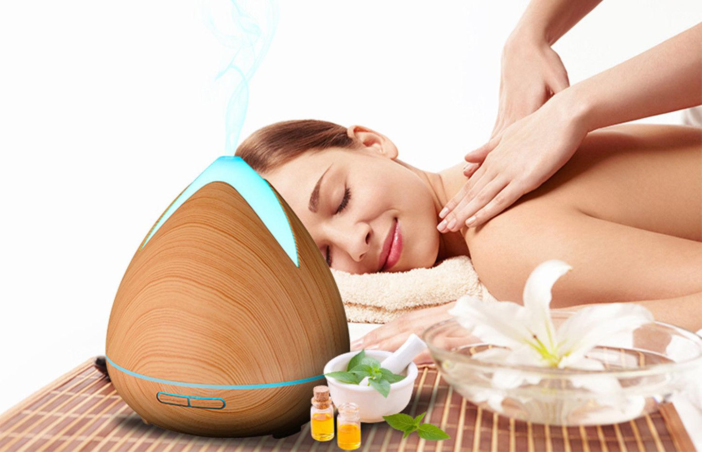 Essential Oils Ultrasonic Aromatherapy Diffuser Air Humidifier Purify 400ML - Light Wood - Mega Pet Store