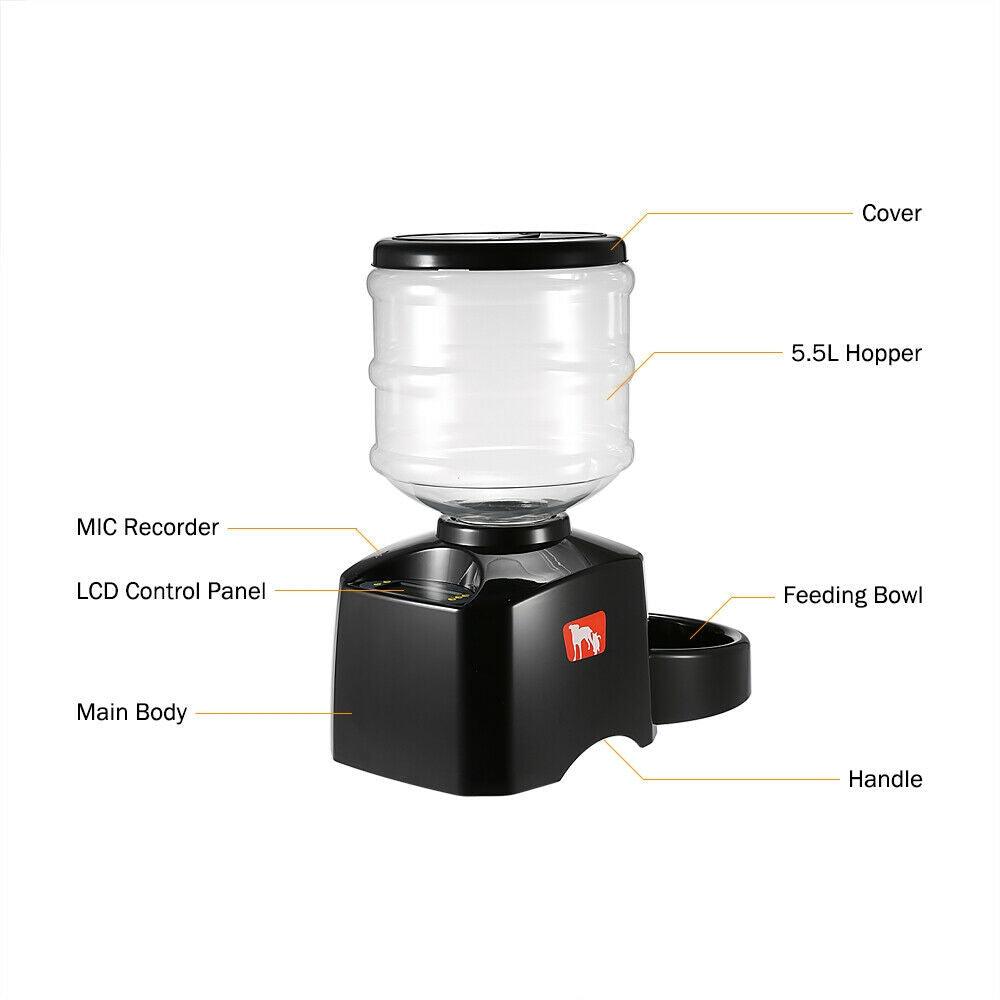 5.5L Automatic Pet Feeder Cat Dog Smart Food Dispenser Self Feeding Meal Bottle - Mega Pet Store