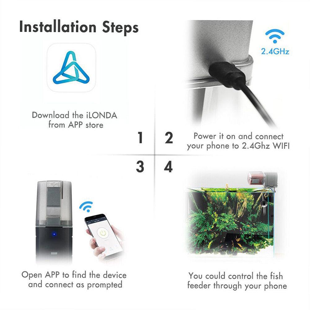 WiFi Automatic Fish Food Feeder Pet Feeding Aquarium Tank Pond Dispenser USB - Mega Pet Store