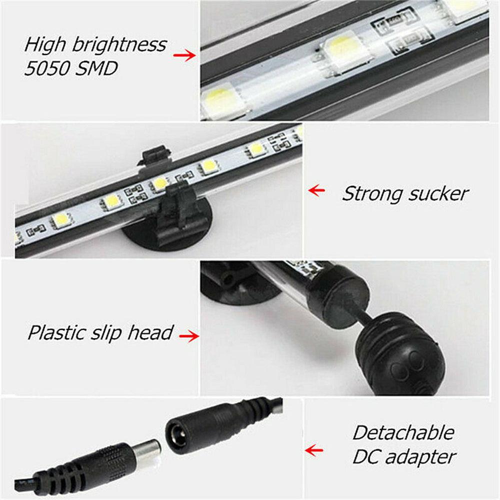 27 LED Aquarium Fish Tank LED Light Bar Lamp 48cm Pool Submersible Waterproof White Light - Mega Pet Store