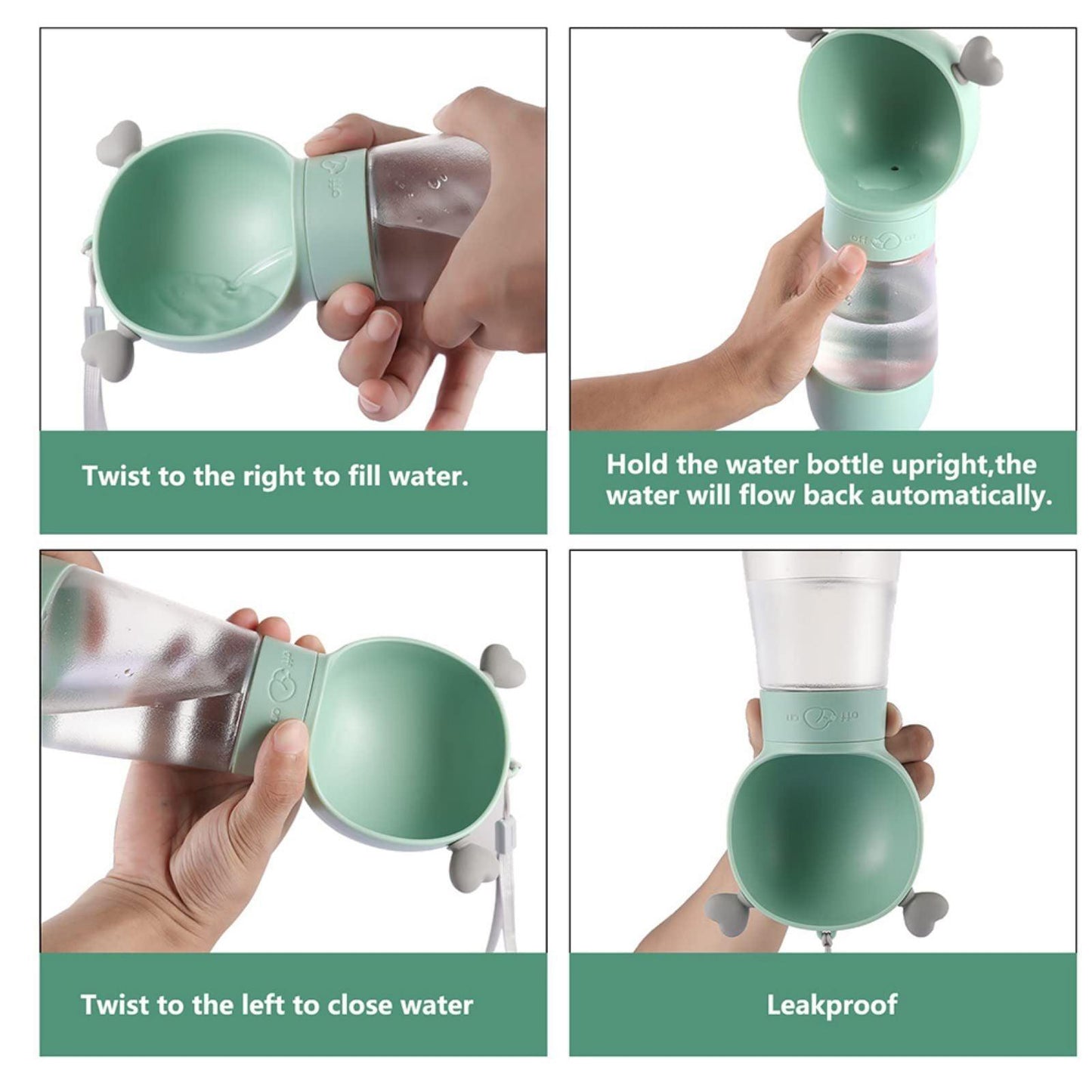 Portable Dog Water Bottle with Food Container Leak Proof Dog Water Dispenser(Green) - Mega Pet Store