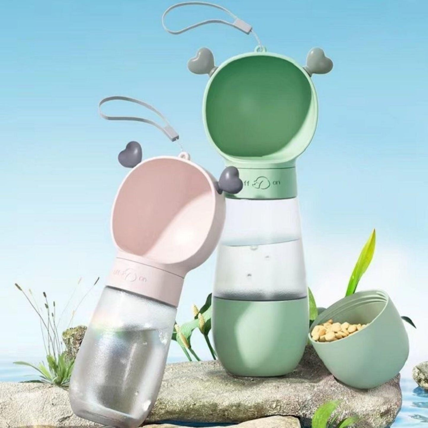 Portable Dog Water Bottle with Food Container Leak Proof Dog Water Dispenser(Green) - Mega Pet Store