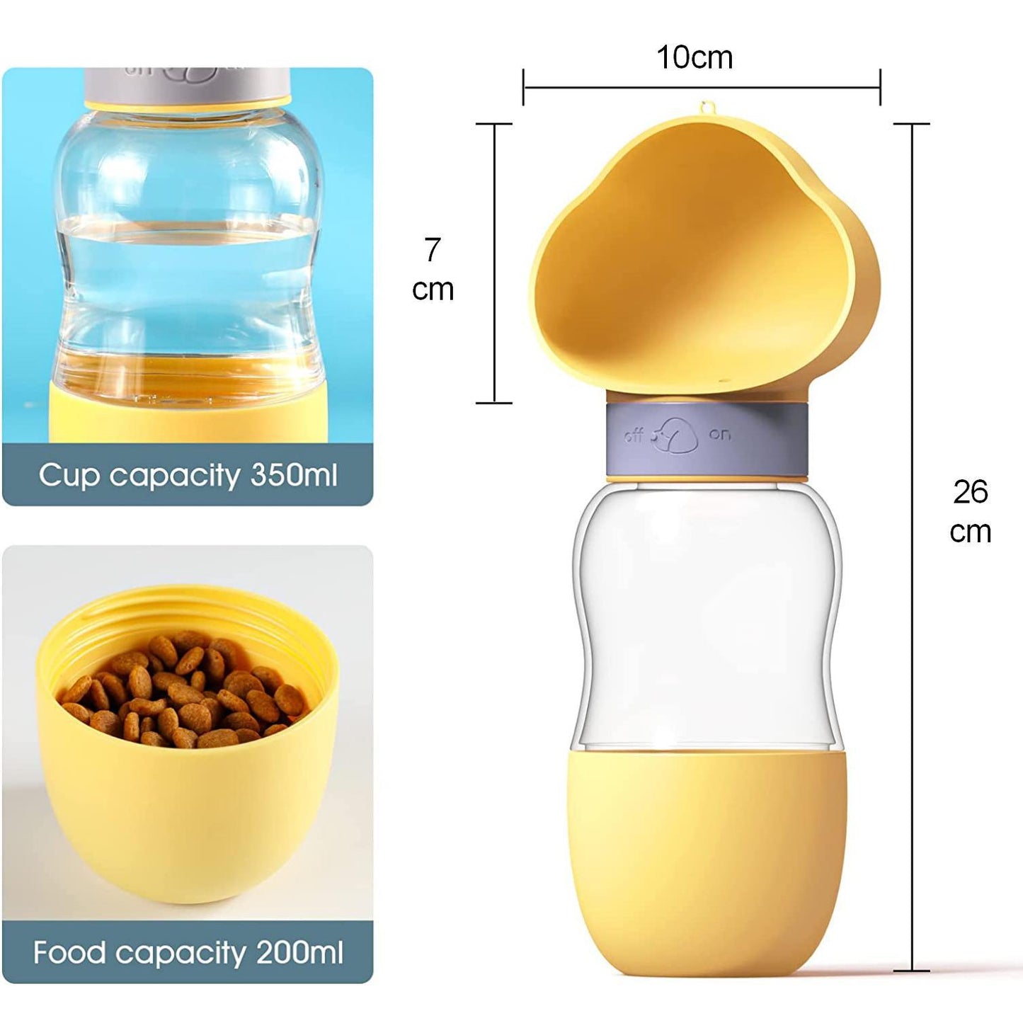 Portable Dog Water Bottle with Food Container Leak Proof Dog Water Dispenser(Yellow) - Mega Pet Store