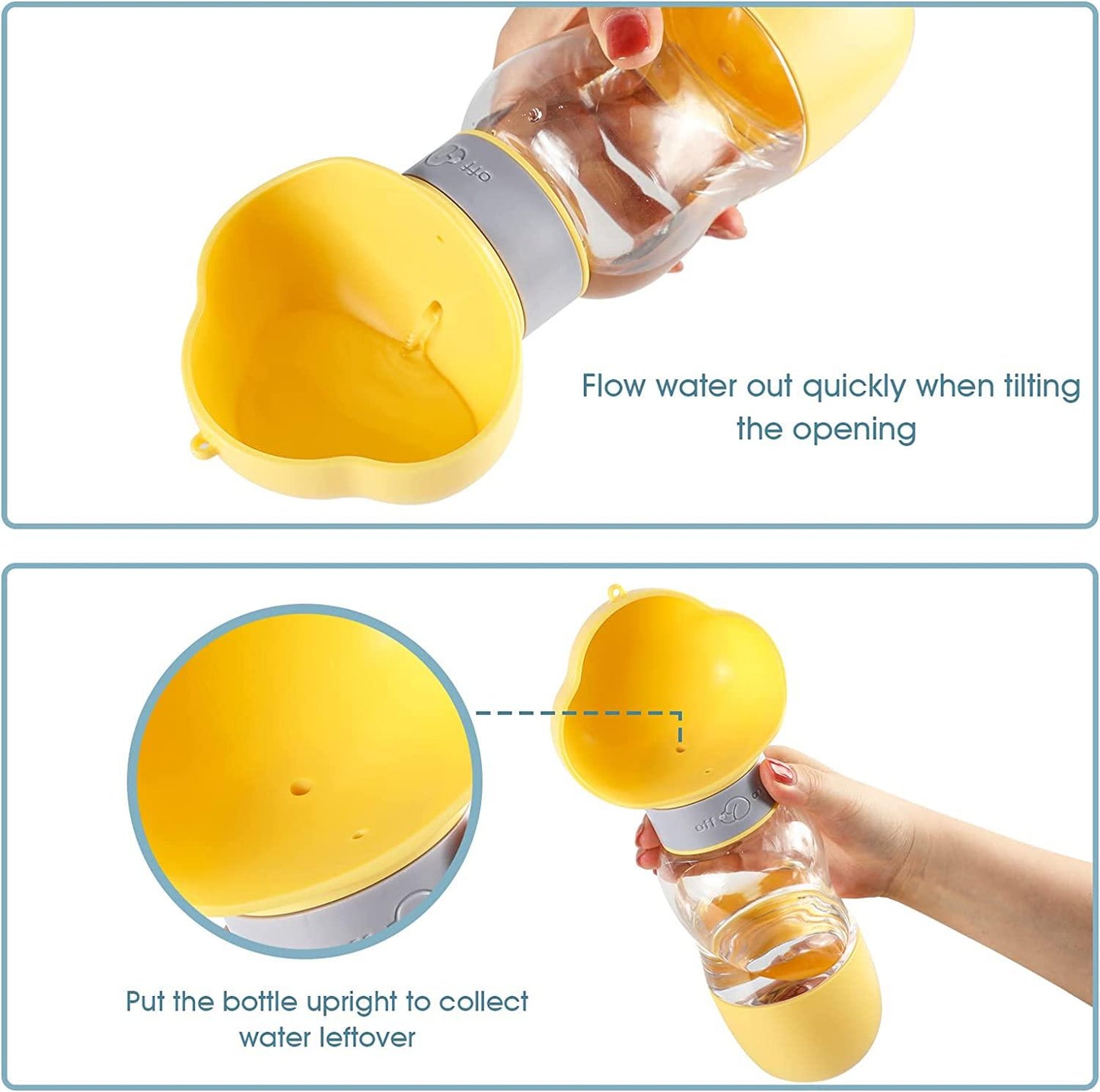 Portable Dog Water Bottle with Food Container Leak Proof Dog Water Dispenser(Yellow) - Mega Pet Store