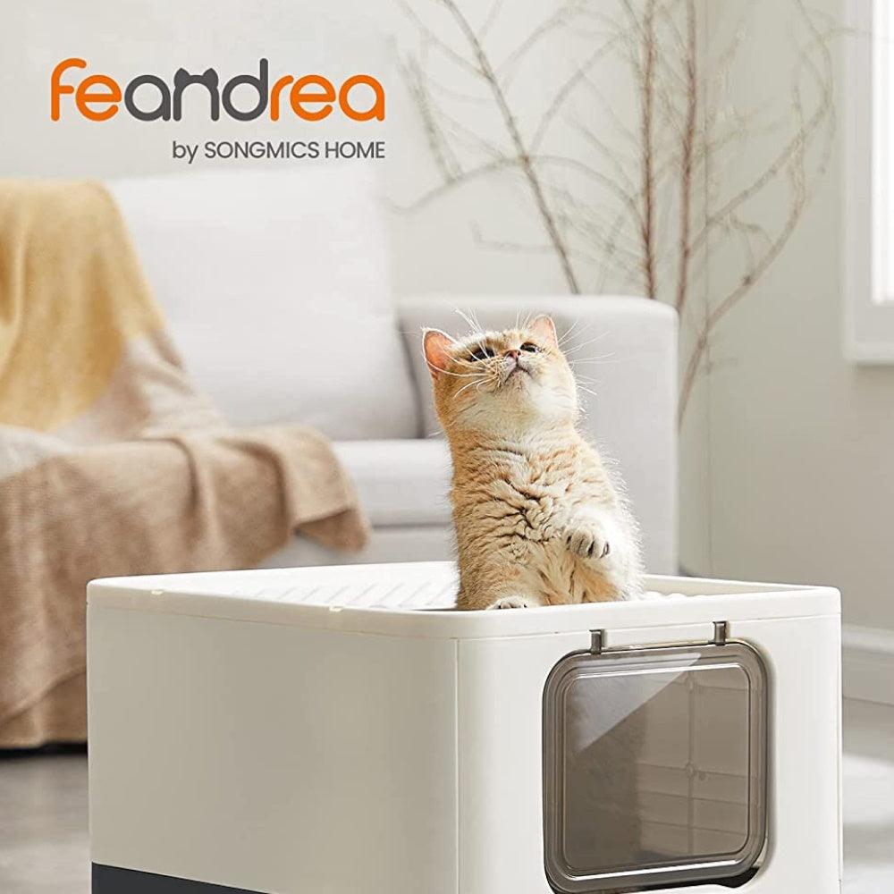 Feandrea Cat Litter Tray with Lid and Door Beige and Black PPT001W01 - Mega Pet Store