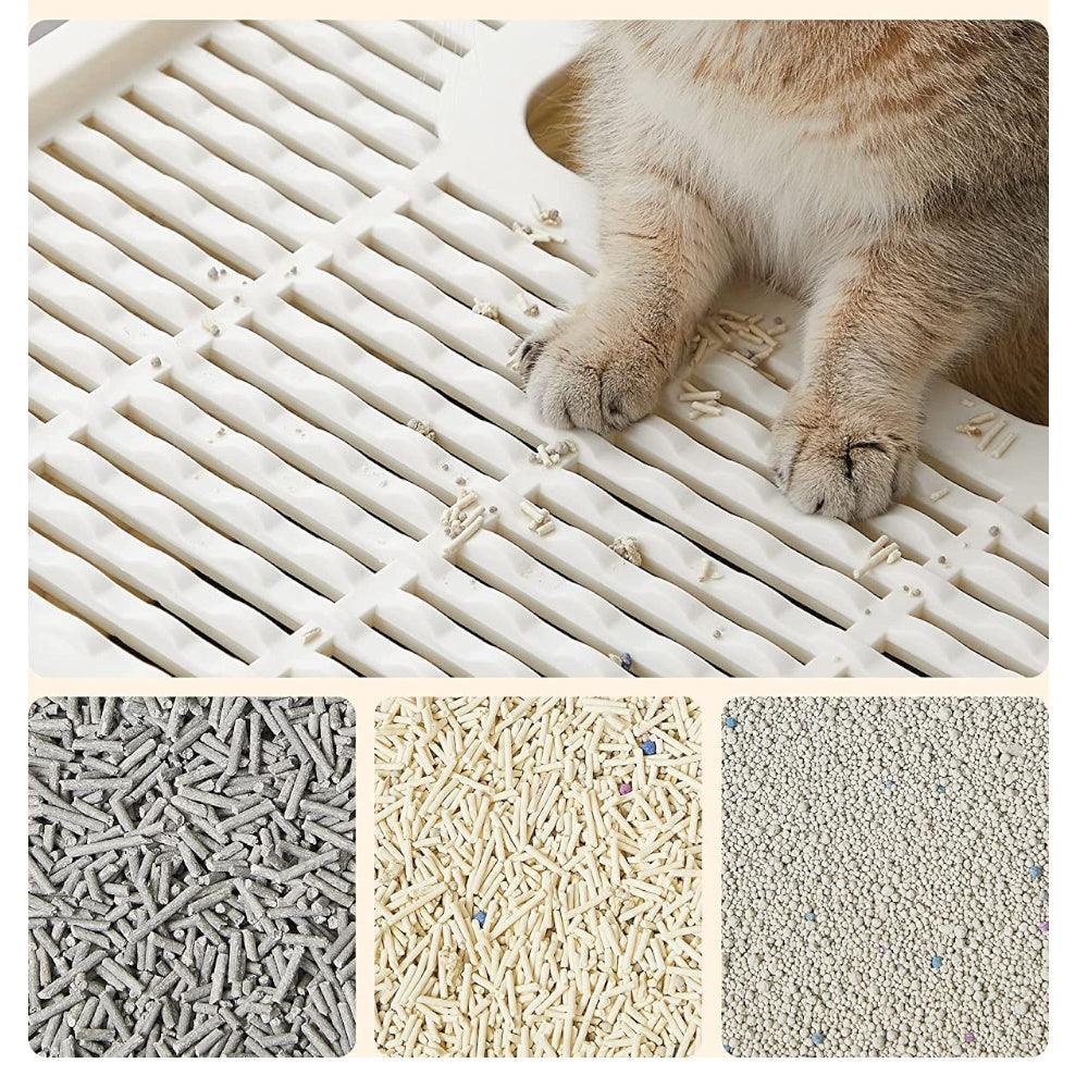 Feandrea Cat Litter Tray with Lid and Door Beige and Black PPT001W01 - Mega Pet Store