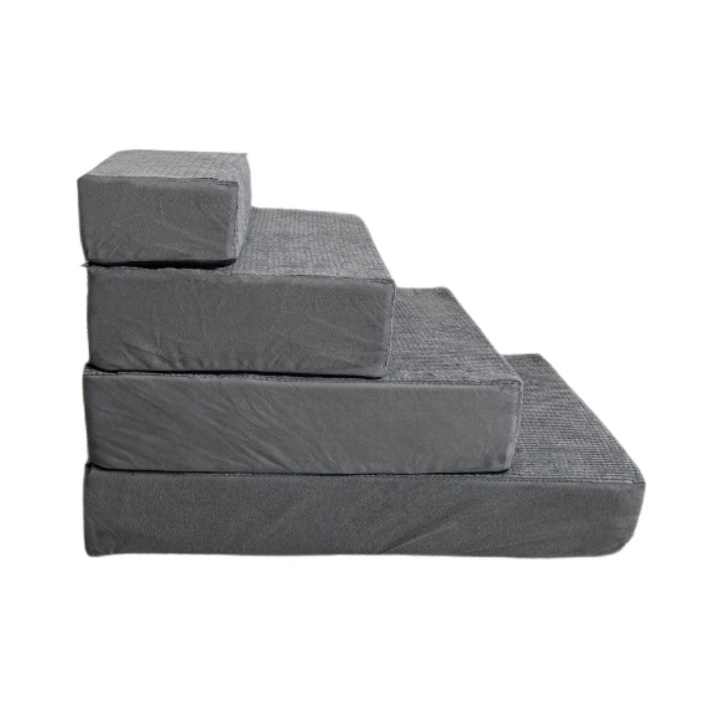 FLOOFI 4-Step Detachable Memory Foam Pet Stairs with Removable Washable Cover (Grey) - Mega Pet Store