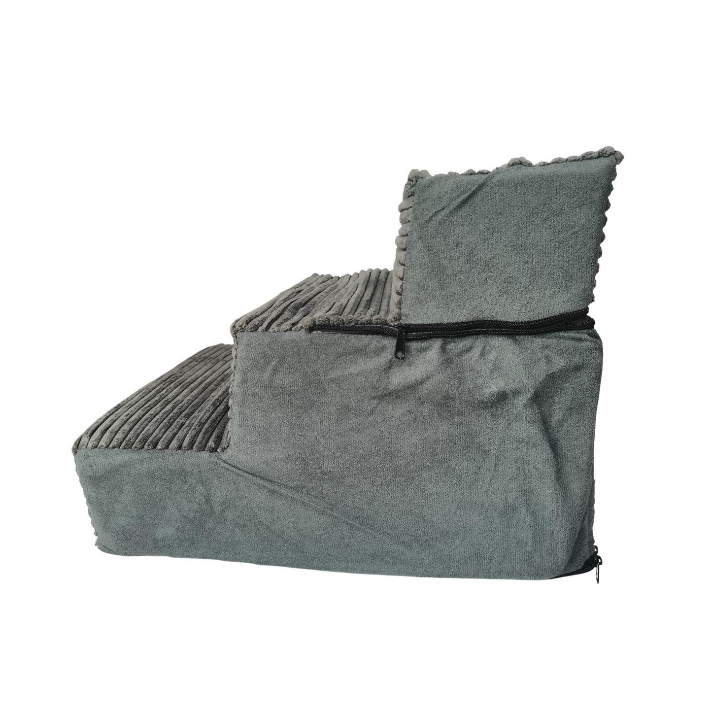 FLOOFI 3-Step Detachable Memory Foam Pet Stairs with Removable Washable Cover (Grey) - Mega Pet Store
