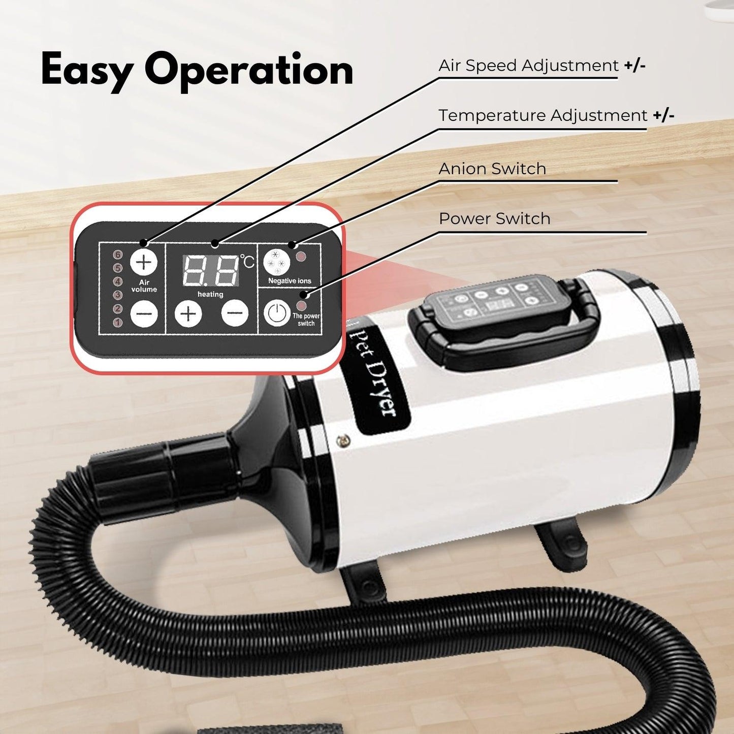Floofi Pet Hair Dryer LCD (White) FI-PHD-113-DY - Mega Pet Store