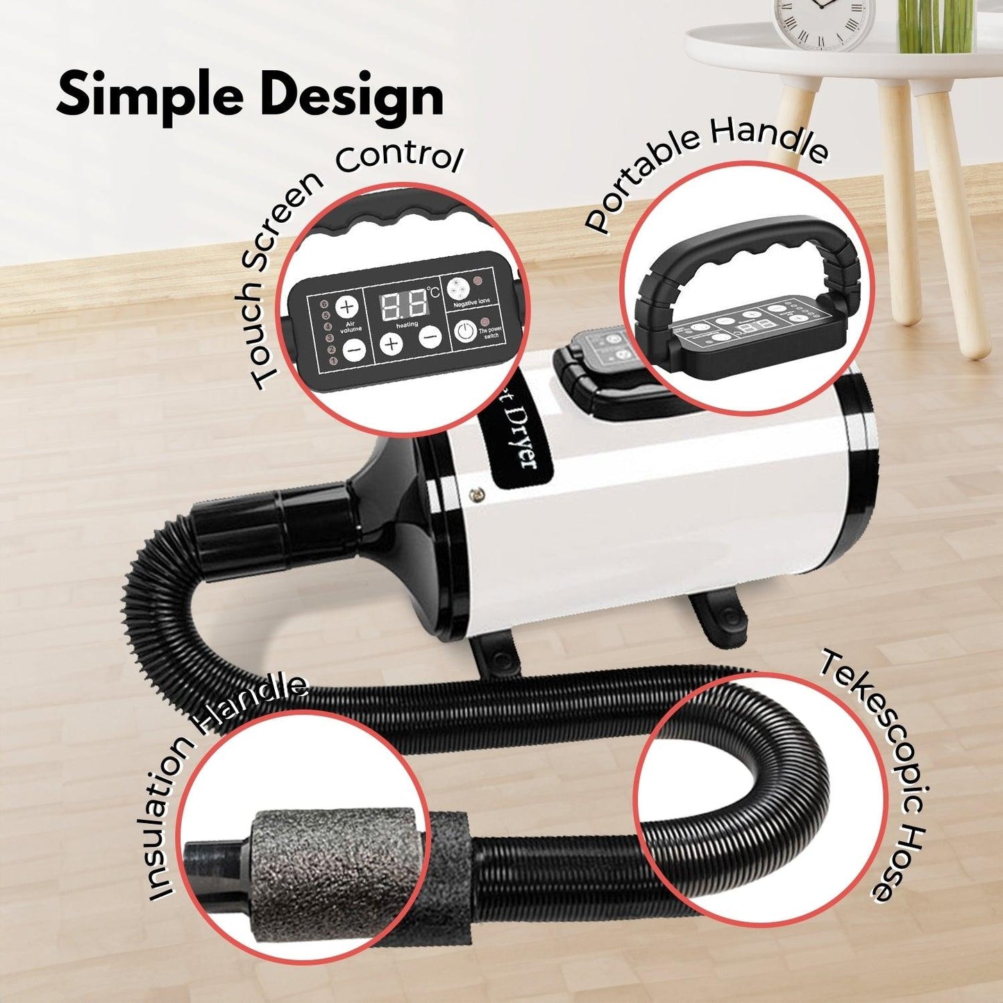 Floofi Pet Hair Dryer LCD (White) FI-PHD-113-DY - Mega Pet Store