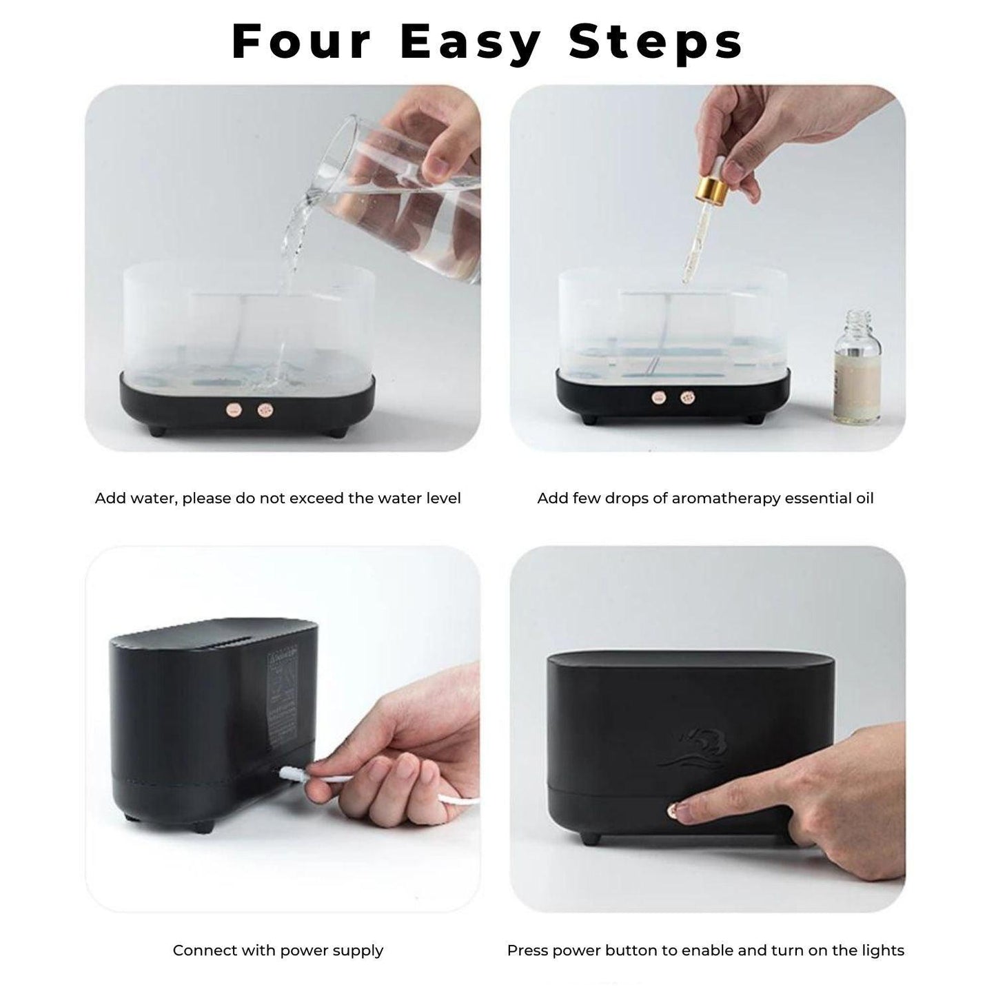 GOMINIMO Flame Humidifier Wind 225ml Black - Mega Pet Store