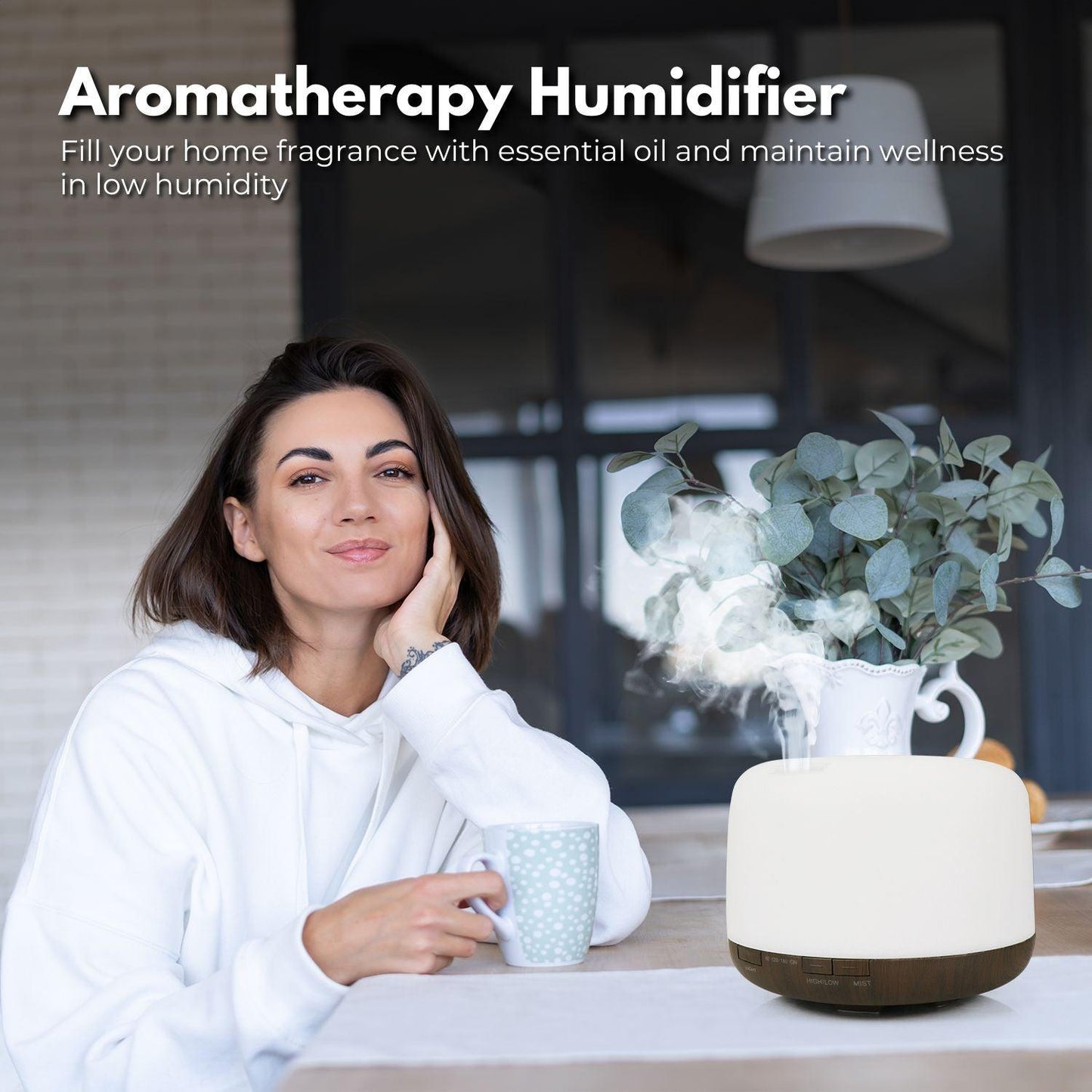 GOMINIMO 5 in1 LED Aromatherapy Essential Oil Diffuser 500ml (Dark Wood Base) - Mega Pet Store