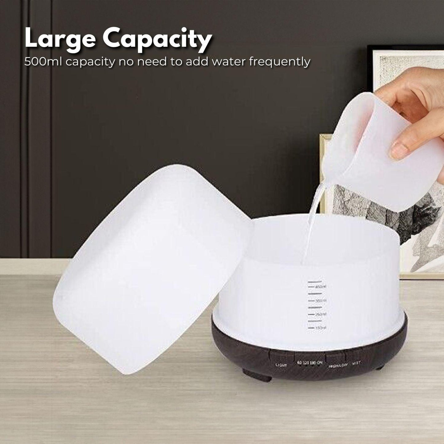 GOMINIMO 5 in1 LED Aromatherapy Essential Oil Diffuser 500ml (Dark Wood Base) - Mega Pet Store