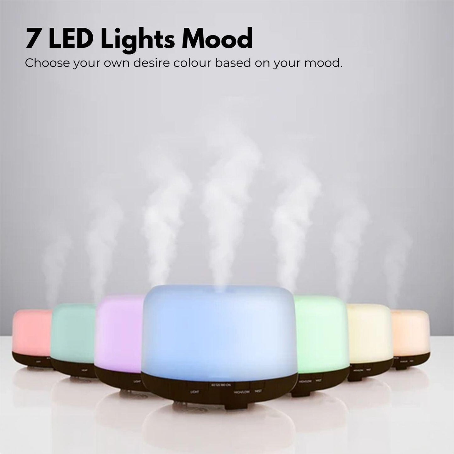 GOMINIMO 5 in1 LED Aromatherapy Essential Oil Diffuser 500ml (Dark Wood Base) - Mega Pet Store