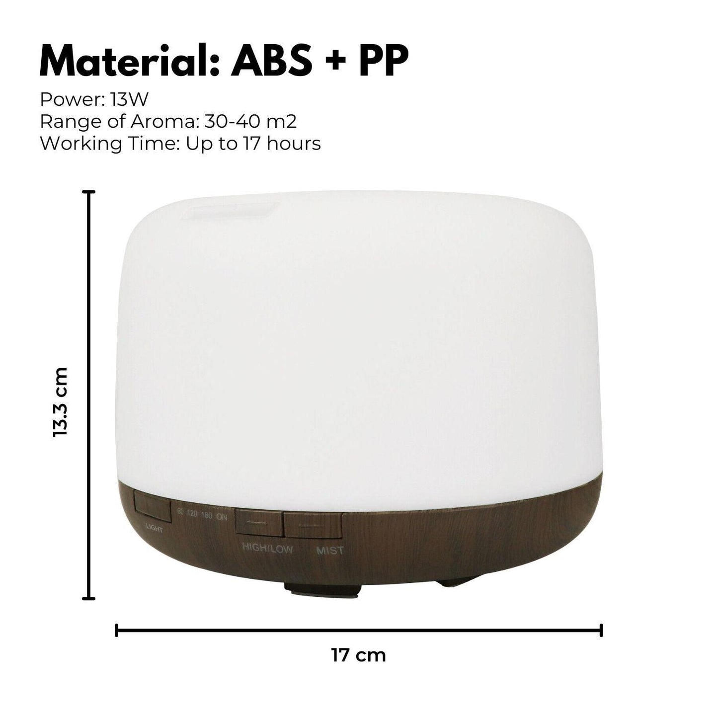 GOMINIMO 5 in1 LED Aromatherapy Essential Oil Diffuser 500ml (Dark Wood Base) - Mega Pet Store