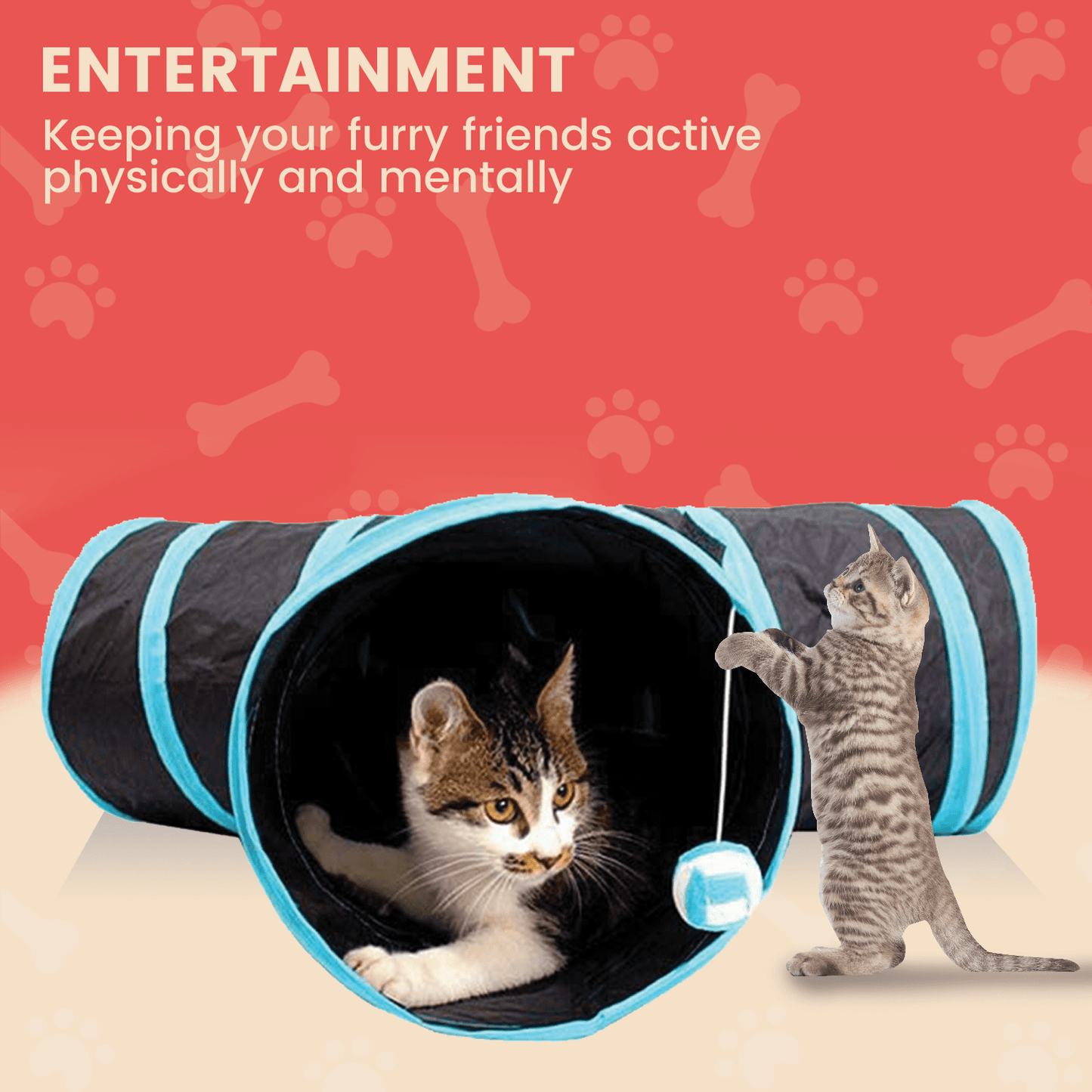 Floofi 4 Holes Cat Tunnel (White) - PT-CT-120-QQQ - Mega Pet Store