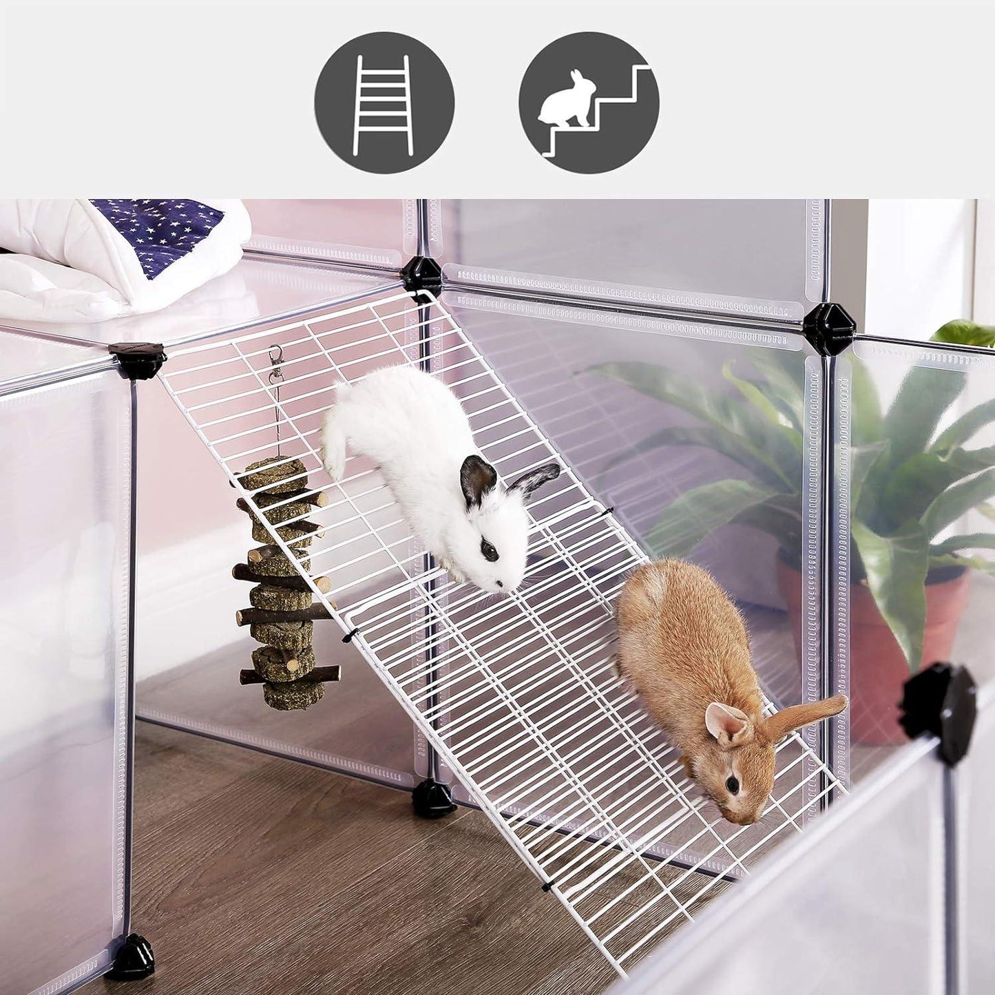 SONGMICS Guinea Pig Playpen with Dense Ramp White - Mega Pet Store