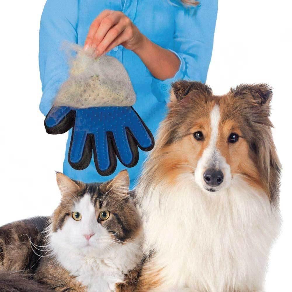 2in1 Pet Deshedding and Massage Glove - Dog or Cat Hair Grooming Right Hand Mitt - Mega Pet Store