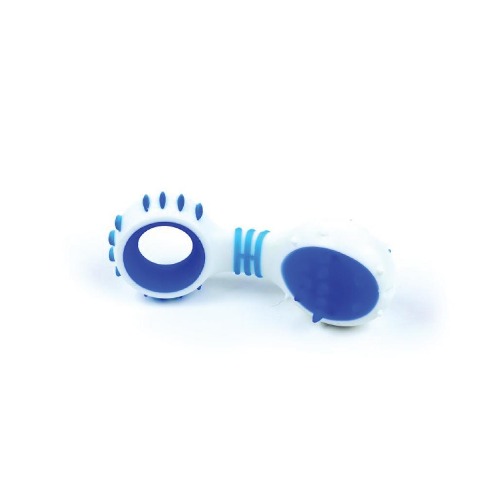 Dog Dental Rattle - Blue Puppy Teething + Cleaning Gums Rubber Ridges Chew - Mega Pet Store